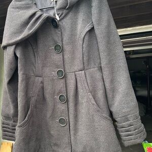 Jolt Charcoal Hooded Pea Coat